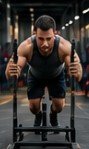An athlete completing a Hyrox-style functional fitness station during race preparation
