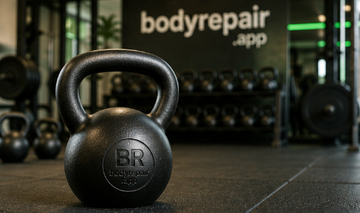 A BodyRepair member using a kettlebell as part of a clinically informed strength and movement programme